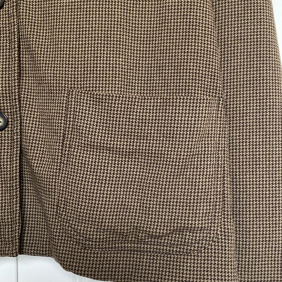 Valerie Stevens Button down Blazer Barn Jacket Size M Brown check patch pockets - Picture 5 of 13